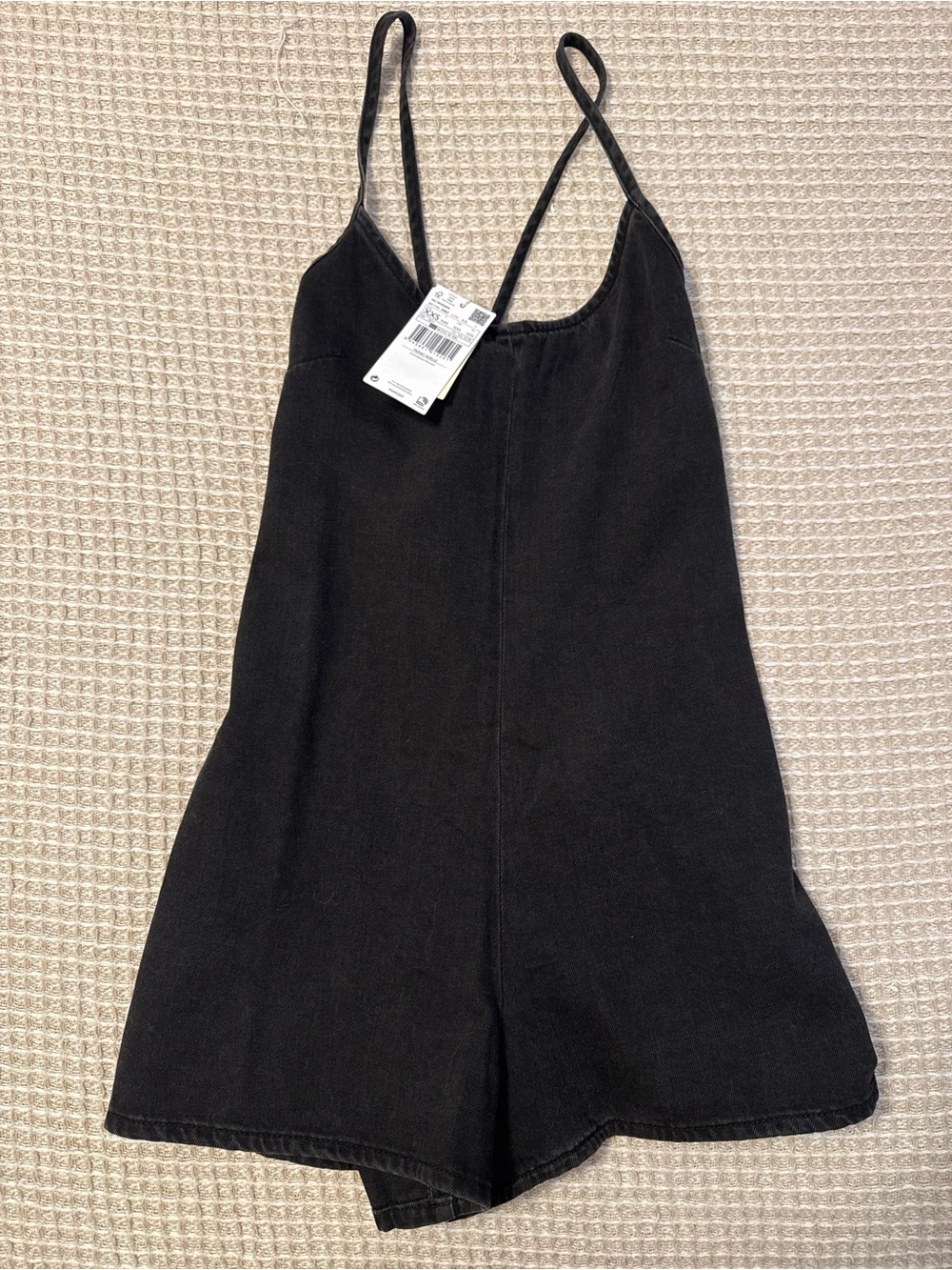 Mango Black Denim One-Piece Romper